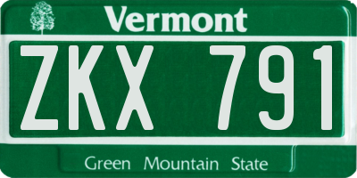 VT license plate ZKX791