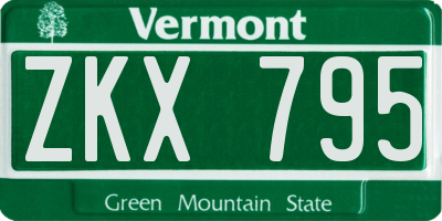 VT license plate ZKX795
