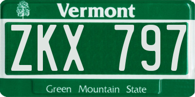VT license plate ZKX797