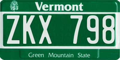 VT license plate ZKX798