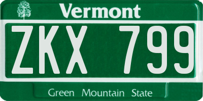 VT license plate ZKX799