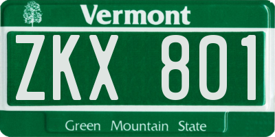VT license plate ZKX801