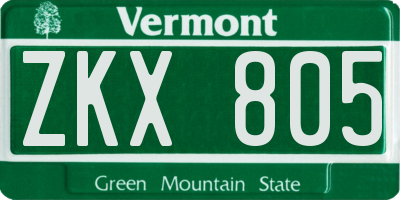 VT license plate ZKX805