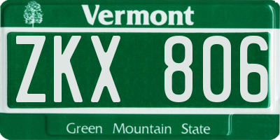 VT license plate ZKX806