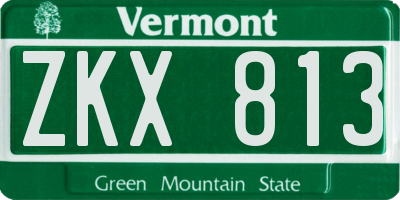 VT license plate ZKX813