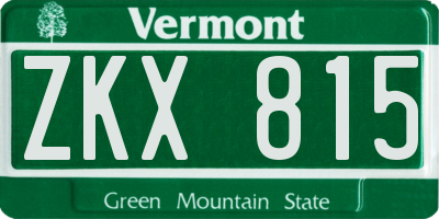 VT license plate ZKX815