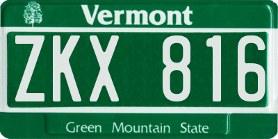 VT license plate ZKX816
