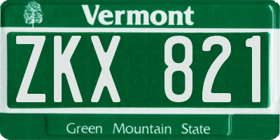 VT license plate ZKX821