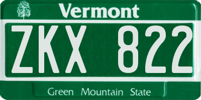 VT license plate ZKX822