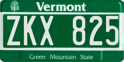 VT license plate ZKX825