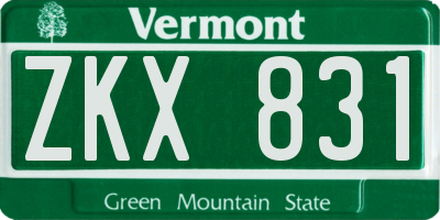 VT license plate ZKX831