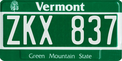 VT license plate ZKX837