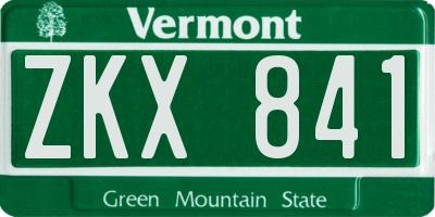 VT license plate ZKX841