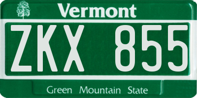 VT license plate ZKX855