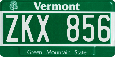 VT license plate ZKX856
