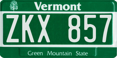 VT license plate ZKX857