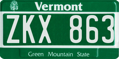 VT license plate ZKX863