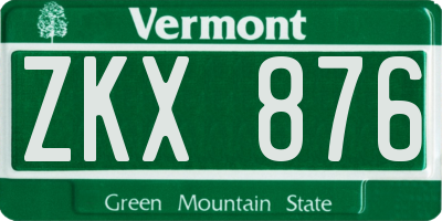 VT license plate ZKX876