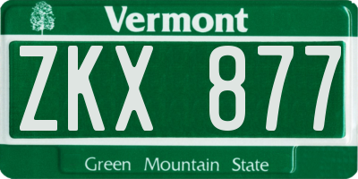 VT license plate ZKX877