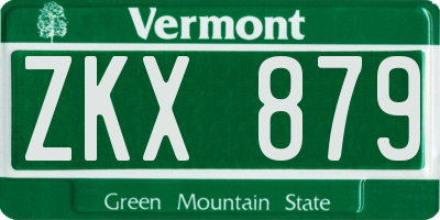 VT license plate ZKX879