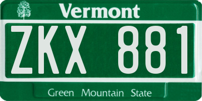 VT license plate ZKX881