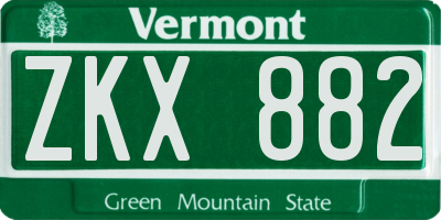 VT license plate ZKX882