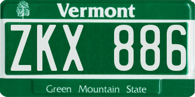VT license plate ZKX886