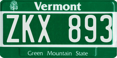 VT license plate ZKX893