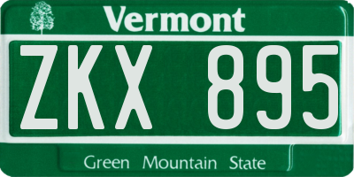 VT license plate ZKX895