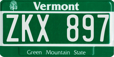 VT license plate ZKX897