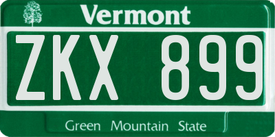VT license plate ZKX899