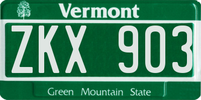 VT license plate ZKX903