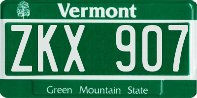 VT license plate ZKX907