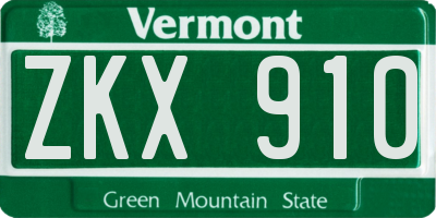 VT license plate ZKX910