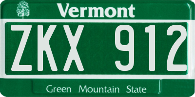 VT license plate ZKX912
