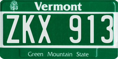 VT license plate ZKX913