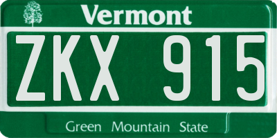 VT license plate ZKX915