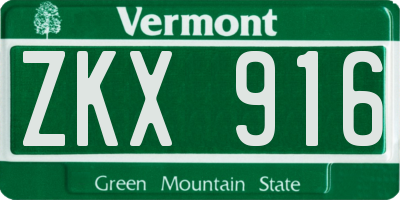 VT license plate ZKX916