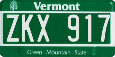 VT license plate ZKX917