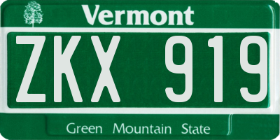 VT license plate ZKX919