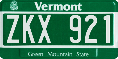 VT license plate ZKX921