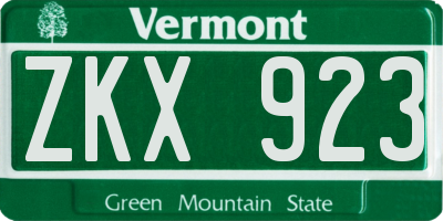 VT license plate ZKX923
