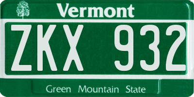 VT license plate ZKX932