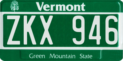 VT license plate ZKX946