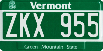 VT license plate ZKX955