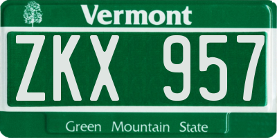VT license plate ZKX957