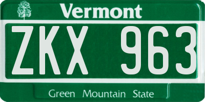 VT license plate ZKX963