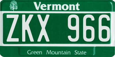 VT license plate ZKX966