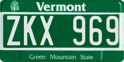 VT license plate ZKX969