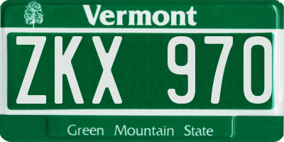VT license plate ZKX970